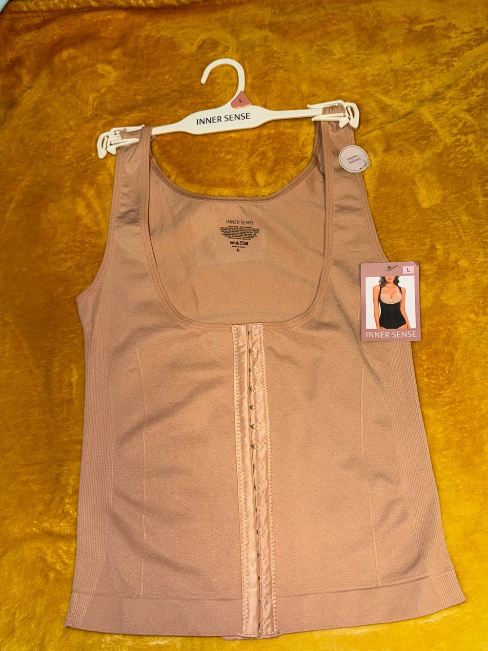 INNER SENSE Nude Shapewear Tank with Front Hook Closure SIZE L
